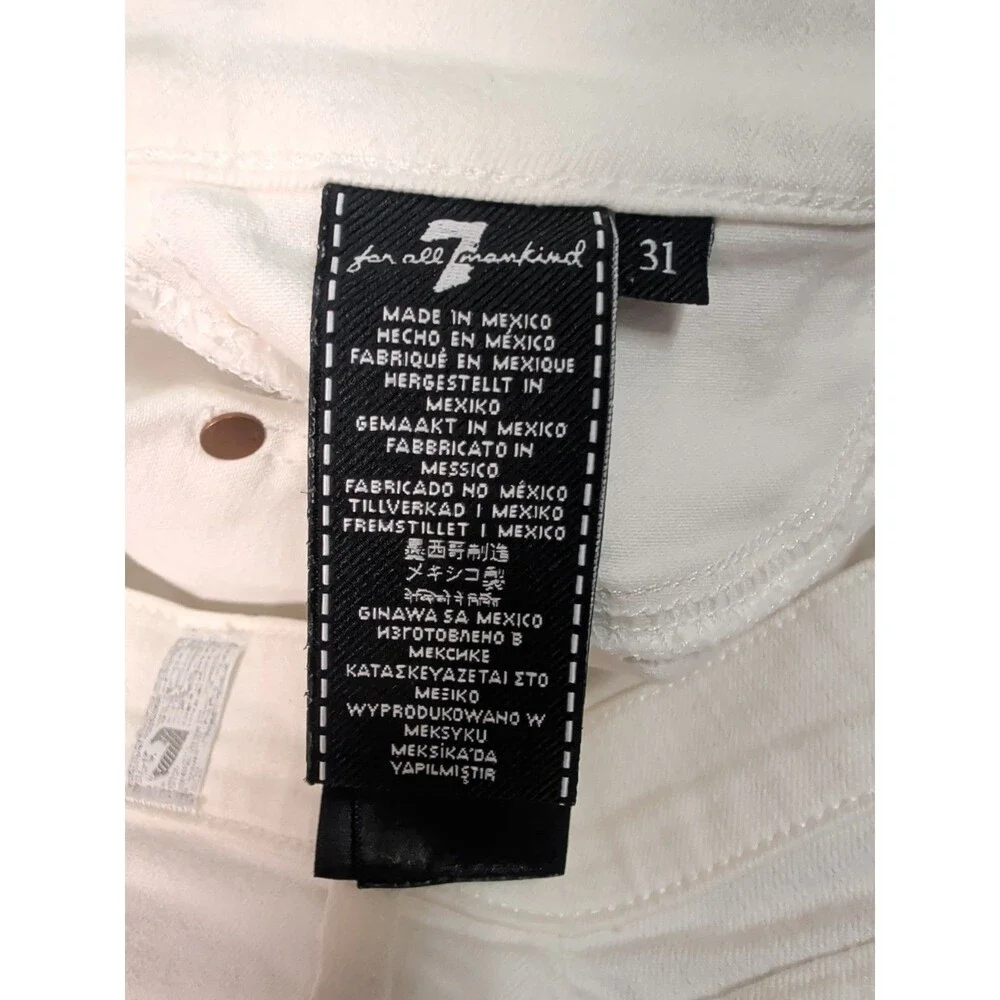 7 For All Mankind Cropped Jeans White Raw Hem Boho Minimalist Size 31 - Picture 6 of 9